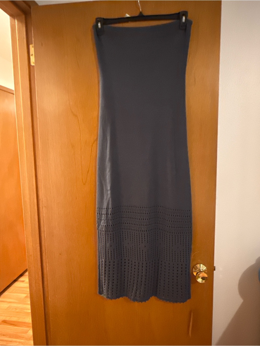 Reformation Grey Knit Strapless Midi Dress